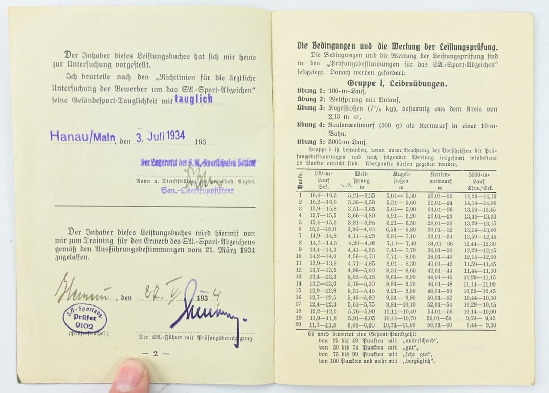 German SA Leistungsbuch 1934