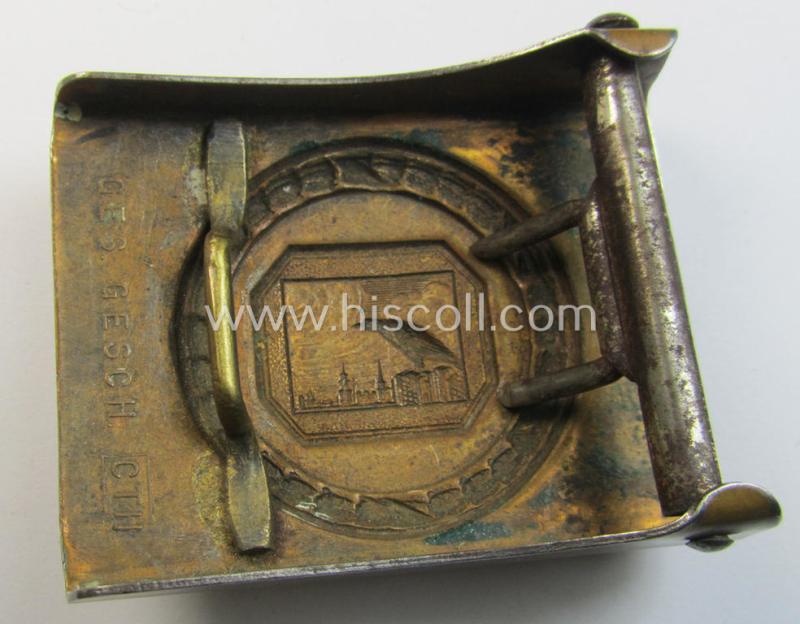 Very unusual - and most certainly rarely encountered! - example of a: 'Weimar Republik o. Freikorps'-related: 'Einwohnerwehr Deutschlands' belt-buckle being a maker- (ie. 'CTH'-) marked specimen