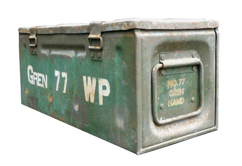 British WW2 No77 Phosphorus Handgrenade Case complete with Cartridges and Detonator box