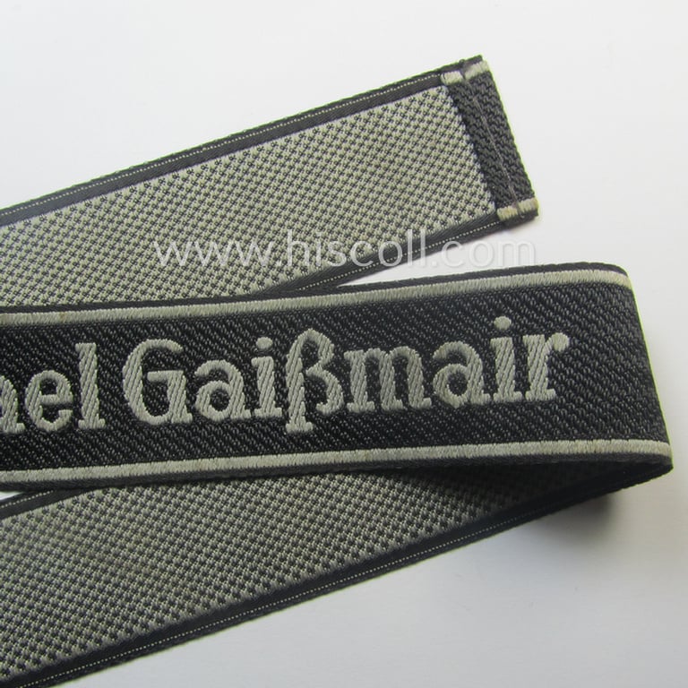 Superb, Waffen-SS cuff-title (ie. 'Ärmelstreifen') as executed in neat 'BeVo'-weave pattern as intended for a member serving within the: 'SS-Geb.Jäger-Regiment 12' - "Michael Gaißmair"