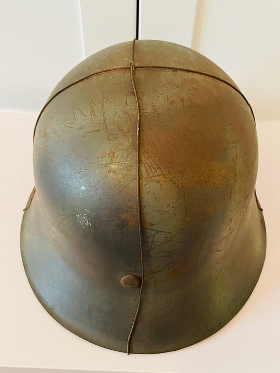 WWII GERMAN SD LUFTWAFFE M42 HELMET WITH WIRE CAMOUFLAGE FRAME.