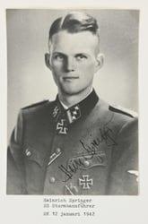 Signature of Waffen-SS Knight's Cross Recipient 'Heinrich Springer'