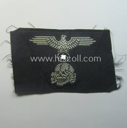 Waffen-SS black-coloured M43-pattern 'Panzer'-cap-trapezoid as executed in 'BeVo'-weave-pattern...