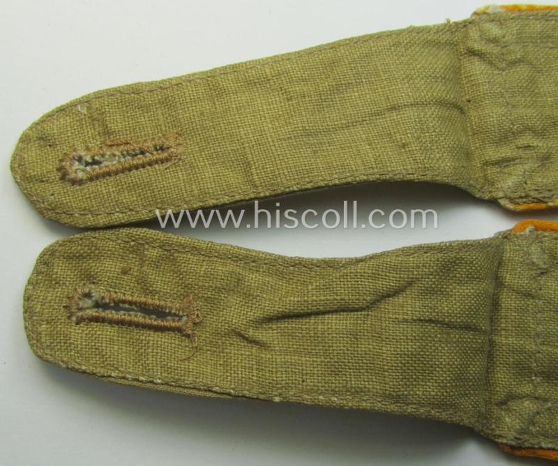 Pair of - truly used- and/or worn! - WH (Luftwaffe) 'tropical-styled' shoulderstraps (as was specifically for usage on the tropical-shirts ie. tunics) as was intended for usage by an: 'Uffz. der Flieger- o. Fallschirmjäger-Trpn.'