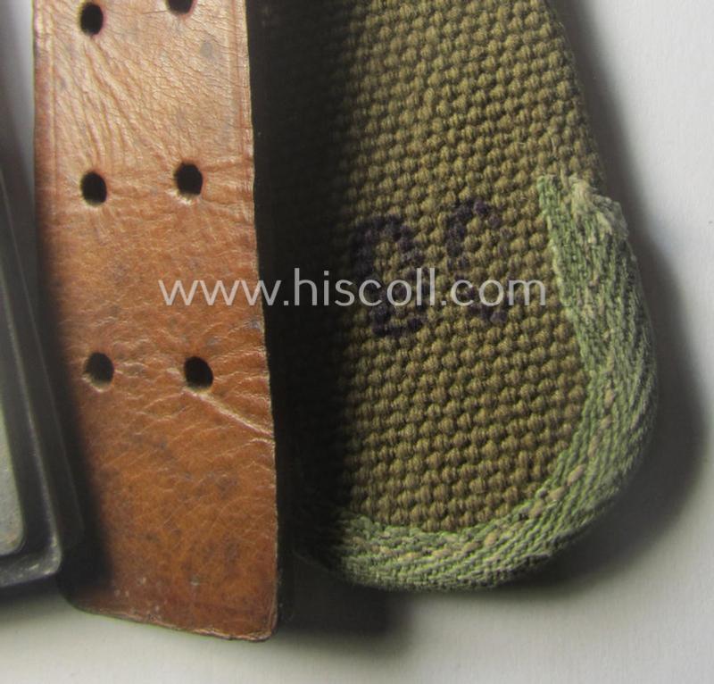 WH (Heeres ie. LW etc.) 'tropical-issue'- belt (ie. 'Koppelriemen') being a 80 cms.-sized- and typical non-maker-marked example