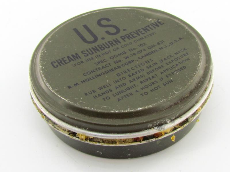 US WWII era Sunburn Cream in metal can