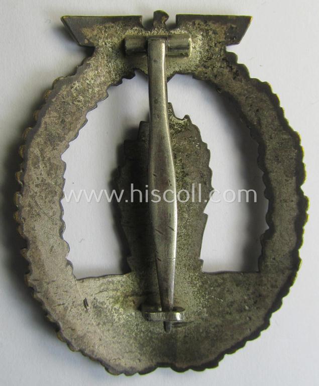 Attractive, WH (Kriegsmarine) 'Kriegsabzeichen für Minensuch-, U-Boot-Jagd und Sicherungs-Verbände' (being a very detailed but non-marked example as executed in multi-coloured 'Buntmetall' as produced by the 'Schickle o. Mayer'-company)