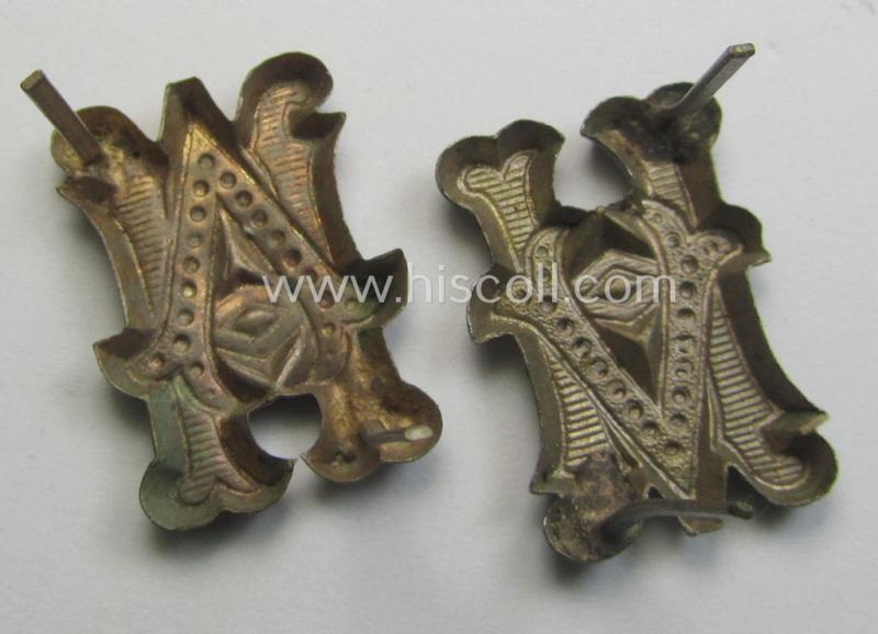 Pair of EM- (ie. NCO-) pattern, WH (Heeres) related shoulderstrap 'HV'-cyphers (ie. 'Ziffern'): 'Heeres-Verwaltung'