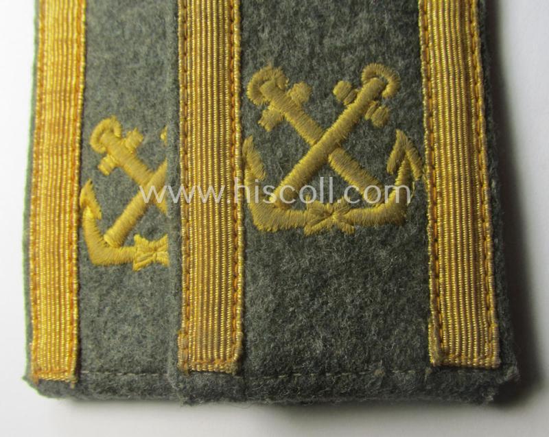 Fully matching pair of neatly 'cyphered'- (and I deem mid- ie. somewhat later-war-period!) WH (Kriegsmarine) NCO-type shoulderstraps as was intended for usage by an: 'Unteroffizier eines Küsten-Artillerie-Rgts. o. Abtlgs.'