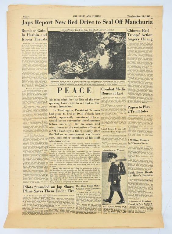 US WW2 Stars & Stripes Newspaper 14 August 1945