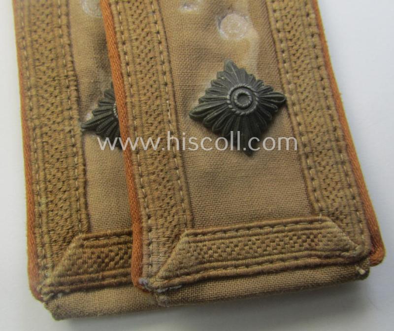 Pair of - truly used- and/or worn! - WH (Luftwaffe) 'tropical-styled' NCO-type shoulderstraps (as was specifically for usage on the tropical-shirts ie. tunics) as was intended for usage by a: 'Feldwebel der Nachrichten-Trpn.'