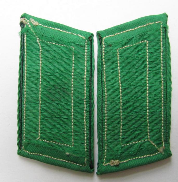 Neat - and fully matching! - pair of (partly) 'BeVo'-woven, NCO-type 'Ostvölker'-collar-tabs as was intended for an: 'Aserbaischanischer'-volunteer within the 'Deutsche Wehrmacht' (ie. 'Zugführer' within the: 'Aserbaidschanisches Legion')