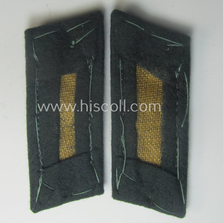 Fully matching pair of pre- (ie. early-war-) period WH (Heeres) 'M36' (ie. 'M40'-) type collar-patches (ie. 'Einheitskragenspiegel') as piped in the bright-yellow-coloured branchcolour as intended for usage by a: 'Soldat der Nachrichten-Trpn.'