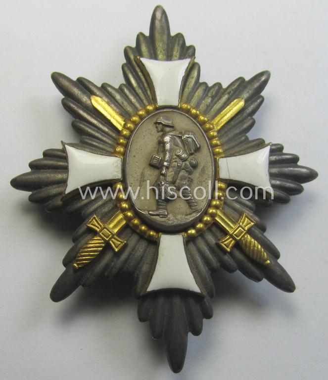 Detailed example of a: 'Freikorps'-related award being a neatly enamelled so-called: 'Deutsches Feldehrenzeichen' that comes with its accompanying (and scarcely encountered!) miniature as found