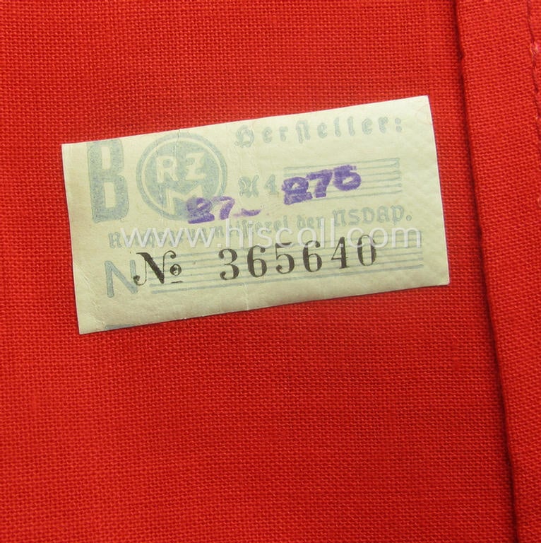 Linnen-based armband (ie. 'Armbinde') as was intended for usage by the staff of the: 'SA-Wehrmannschaften' (being a hardly ie. never used example that still shows its period-attached so-called: 'RzM'-etiket)