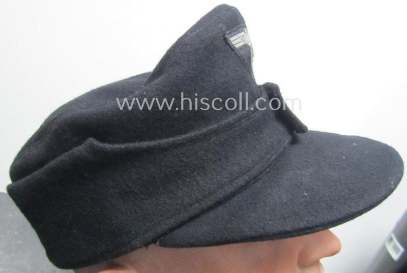 Later-war- (ie. 1943-) pattern, black-coloured WH (Heeres) 'Panzer' 'M43'-field-cap (ie. 'Einheitsfeldmütze') being a clearly '0/0250/2297'-marked and/or '1944'-dated example