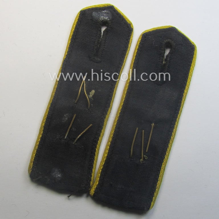 Pair of neatly 'cyphered', bright-yellow-piped, so-called: 'Nachrichten-HJ'- (ie. signals-'HJ'-) shoulderstraps as was intended for usage by a: 'HJ-Junge' who served within the: 'Bann 80' (80 = 'Bann Wiesbaden' in the 'Gebiet West Hessen-Nassau')