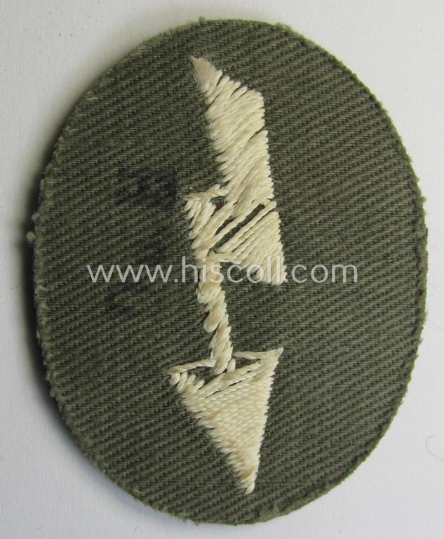 WH (Heeres) trade- and/or special career insignia ie. hand-embroidered signal-blitz (being a neatly maker- (ie. 'D.u.H.'-) marked example as executed in white) as was intended for a soldier serving within the: 'Infanterie-Truppen'