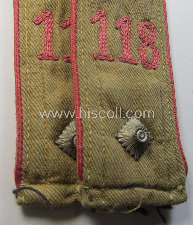 Attractive - and matching! - pair of early-pattern, so-called: 'Motor-HJ' (ie. 'Hitlerjugend') shoulderstraps as intended for usage by a: 'Kameradschaftsführer' who was attached to the: 'Bann 118' (Bann 118 = 'Bann Worms')