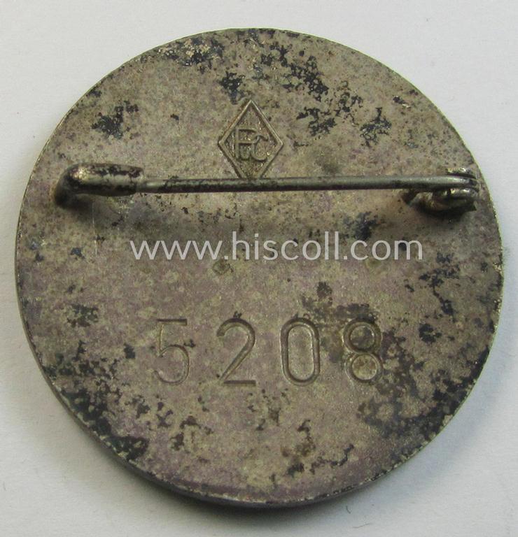 Superb, DRK (ie. 'Deutsches Rotes Kreuz') so-called: nurses'-badge entitled: 'Schwesternschaft' being a medium-sized version showing an engraved bearers'-number: ('5208') and/or makers'-mark (that reads 'PC' in a 'Raute')