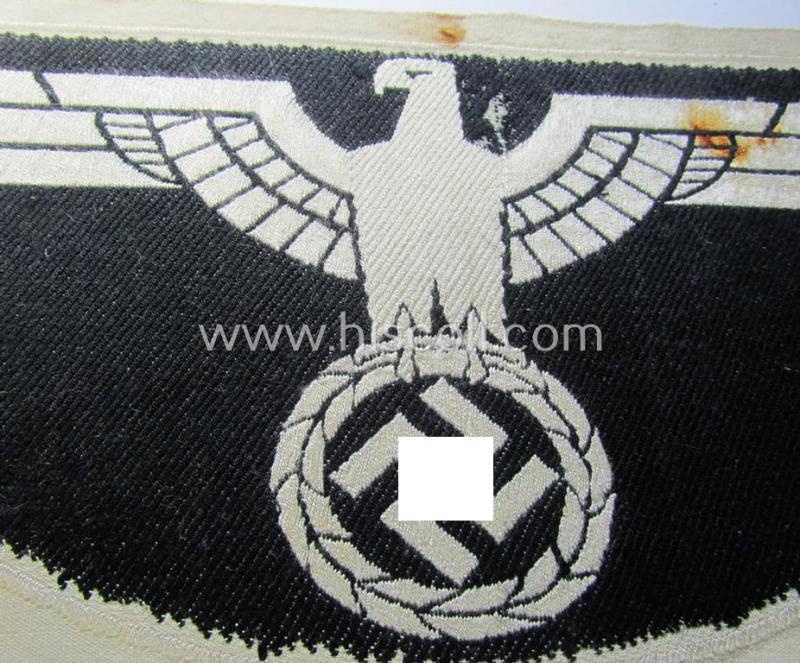 Attractive - and fairly large-sized! - example of a (typical) linnen-based WH 'Heeres'-related sport-shirt badge (ie. 'Brustadler für Sportanzug') as was executed in the neat 'BeVo-weave pattern