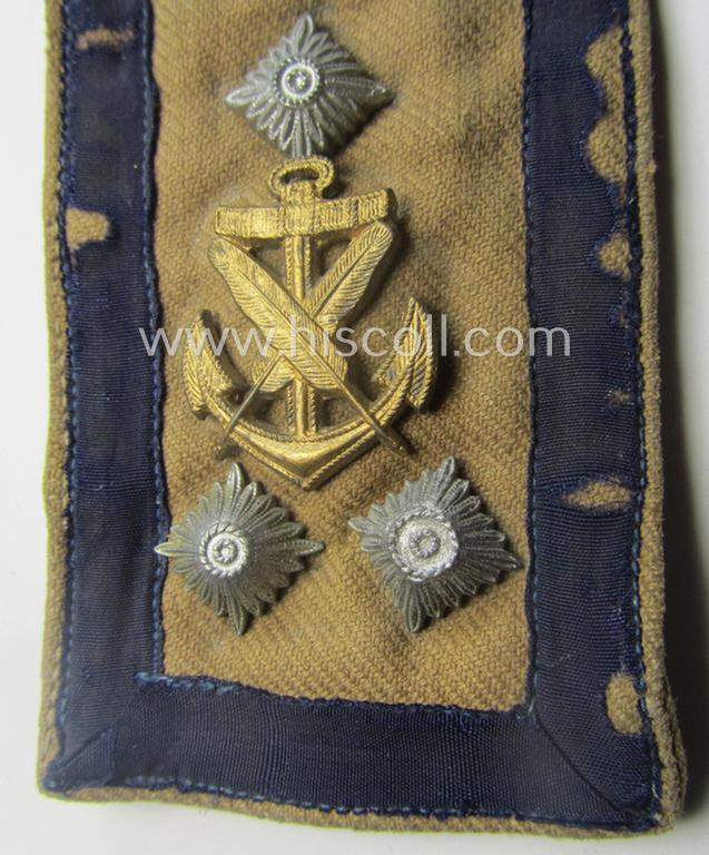 Single, WH (Kriegsmarine) 'tropical-styled', 'cyphered' NCO-type shoulderstrap (as was specifically intended for usage on the KM-tropical-shirts ie. tunics) as was intended for a: 'Stabsoberfeldwebel'