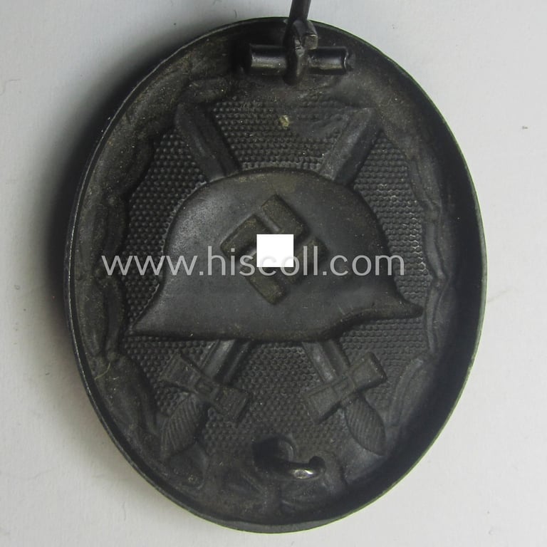 Maker- ie. 'L/18'-marked! - example of a black-class wound-badge (or: 'Verwundeten-Abzeichen in Schwarz') being an example as was produced by the maker: 'B.H. Mayer's Kunstprägeanstalt'