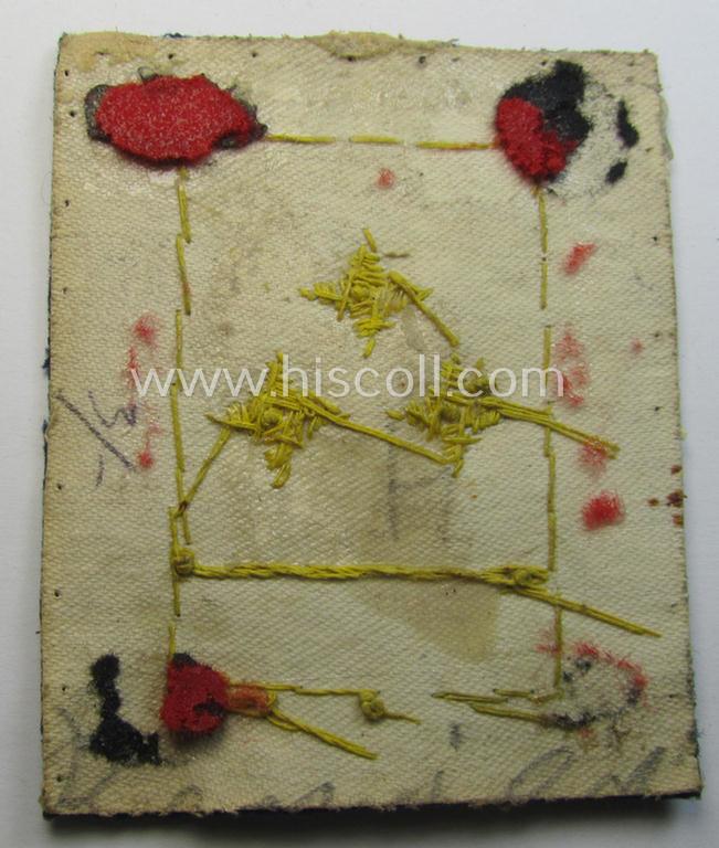 Single, - typically Dutch-produced! - example of an NJS- (or: 'Nationale Jeugdstorm'-) related collar-patch (ie. 'Kraagspiegel') as intended for an: 'Opperhopman'