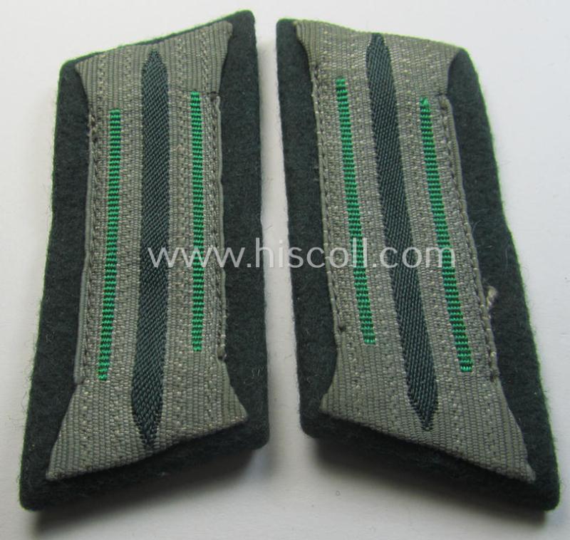 Superb - fully matching! - pair of pre-war-period WH (Heeres) 'M36' (ie. 'M40'-) type collar-patches (ie. 'Einheitskragenspiegel') as piped in the green-coloured branchcolour as intended for usage by a: 'Soldat der Jäger- o. Gebirgsjäger-Trupp...