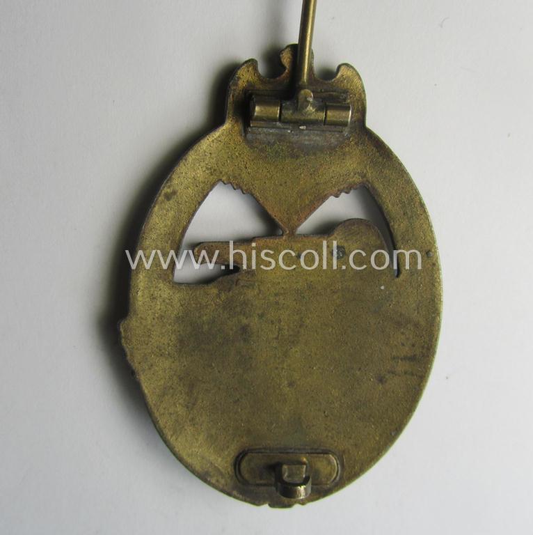 'Panzerkampfabz. in Bronze' (or: bronze-class panzer assault-badge or PAB) being a zinc- (ie. 'Feinzink'-) version (having a so-called: 'horizontal'-catch-set-up) as was procuced by the: 'Steinhauer u. Lück' (ie. 'S.& L.') company