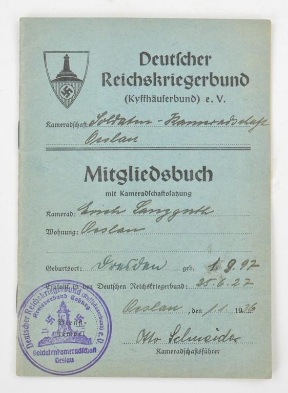 German Kyffhauserbund Memberpass Grouping