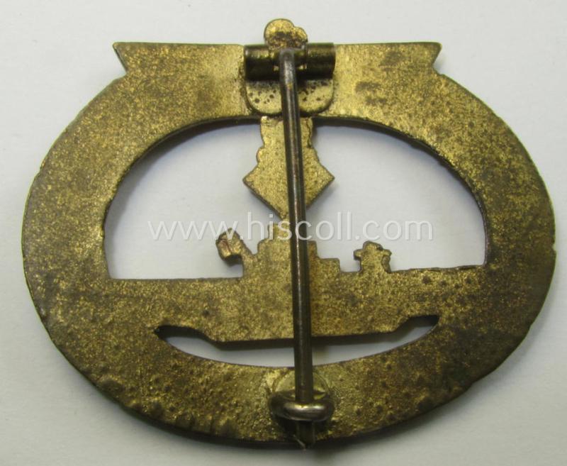 WH (Kriegsmarine) zinc- ie. 'Feinzink'-based: 'U-Bootkriegsabzeichen' being a (typical) non-marker-marked example by the: 'E.Ferd. Wiedmann'-company