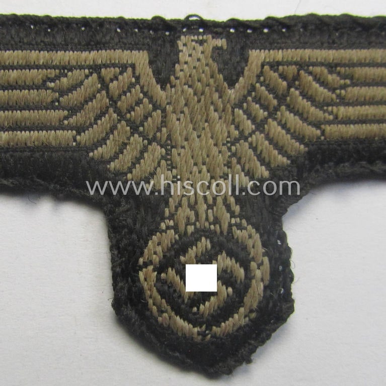 Superb - and nowadays rarely encountered! - Waffen-SS, 'BeVo'-woven-style skull- and cap-eagle-set (ie. 'Totenkopf- u. Adler-Effektensatz für Schiffchen o. Einheitsfeldmütze') that comes in a moderately used- and/or cap-removed, condition