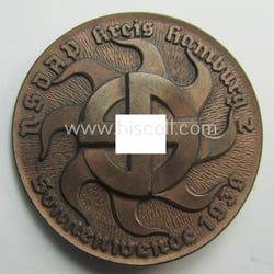 Resin-based- and/or reddish-copper-coloured, N.S.D.A.P.-related day-badge (ie. 'tinnie' or:...