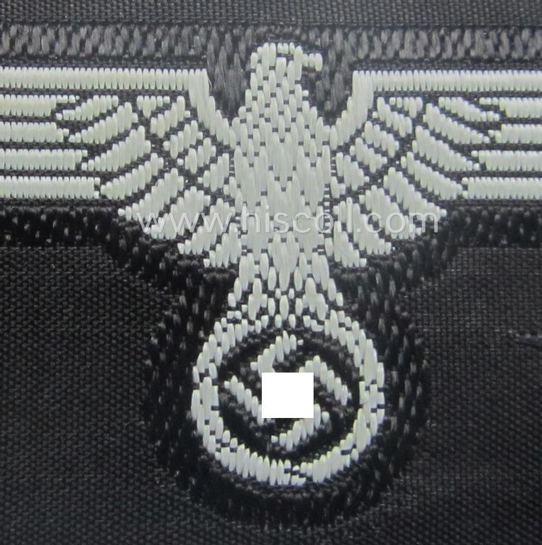 Mid- (ie. later-) war-pattern 'Waffen-SS'-type so-called: 'BeVo'-pattern, EM- (ie. NCO-) type side-cap eagle that comes in a never used- (ie. unconfectioned and 'virtually mint- ie. unissued'-), condition