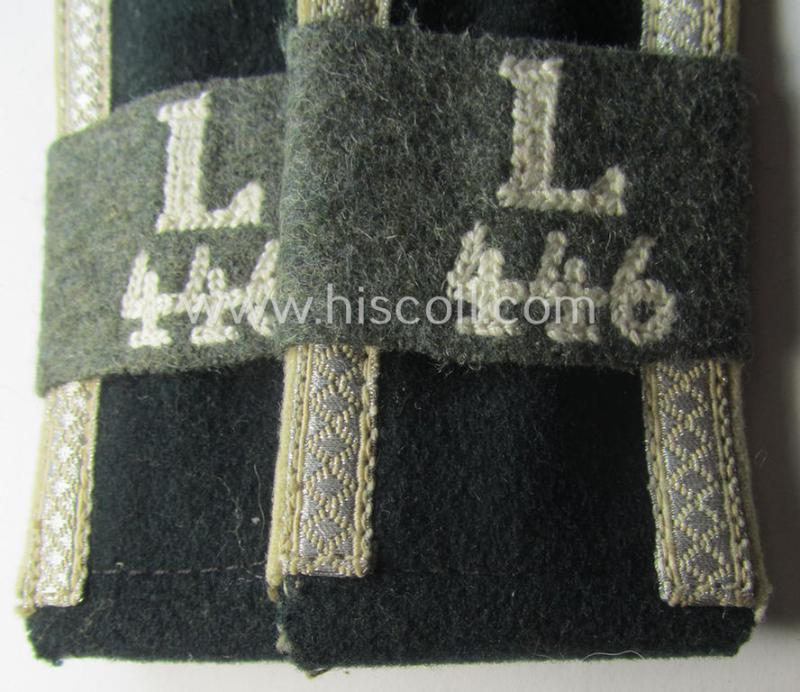 Pair of WH (Heeres) NCO-type shoulderstraps with its accompanying 'Überschube'-pair as intended for an: 'Uffz. des Landesschützen-Bataillon 446'