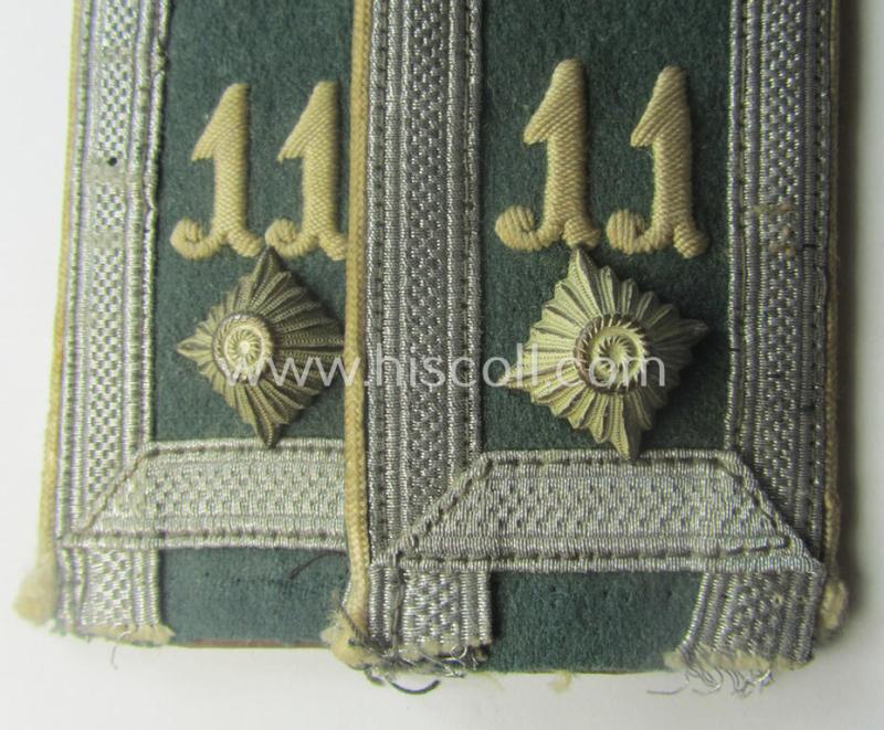 Pair of truly early-period- (ie. I deem 'Reichswehr'-era), WH (Heeres) 'cyphered' NCO-type shoulderstraps: 'Feldwebel des Inf.-Rgts. 11'