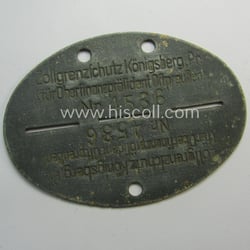 Zinc-based, 'Zollgrenzschutz'-related ID-disc bearing the clearly stamped unit-designation...