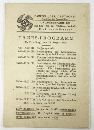 German KDF Program book 23 August 1935 Der Deutsche