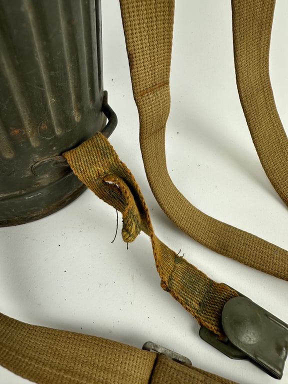 WW2 German Gas Mask & Canister With Cleaning Cloth , Spring & Spare Lenses