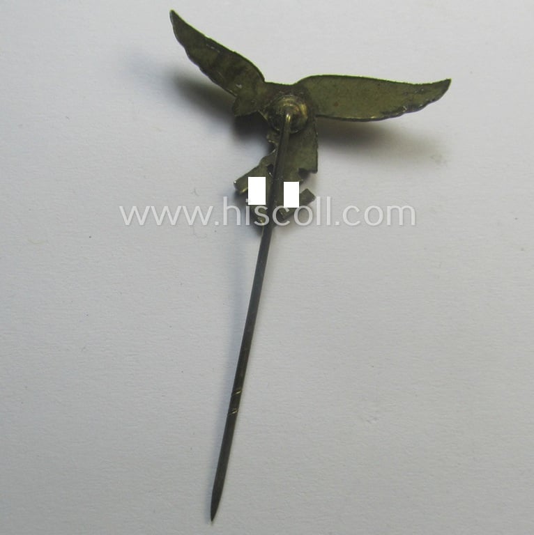Bright golden-toned lapel-pin (ie. 'Zivilabzeichen') to be worn on the civil attire as was intended for usage by the various staff-members of the 'Luftwaffe' (depicting an early-pattern- ie. 'down-tailed'-eagle-device)