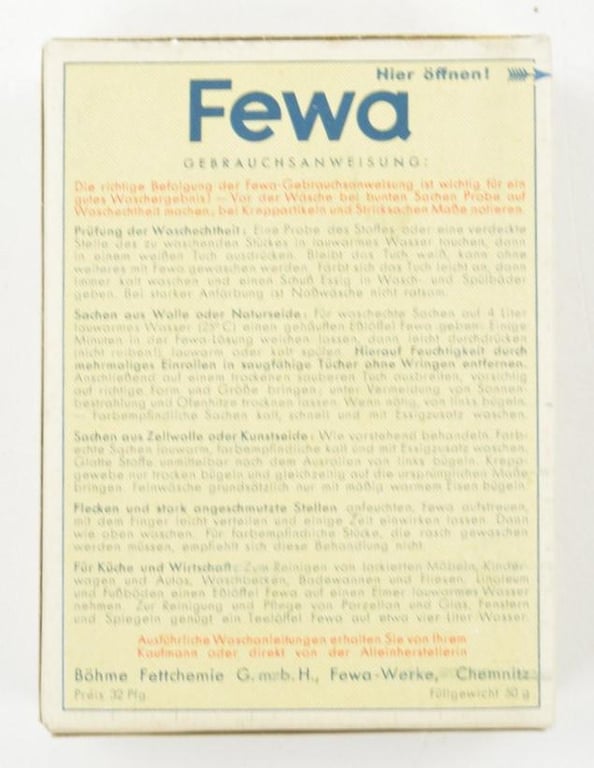 German Third Reich Era Fewa Washing Powder