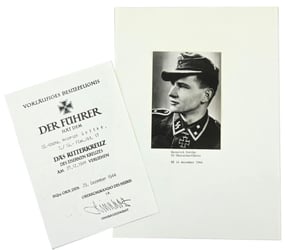 Signature of Waffen-SS KC Recipient Heinrich Gottke