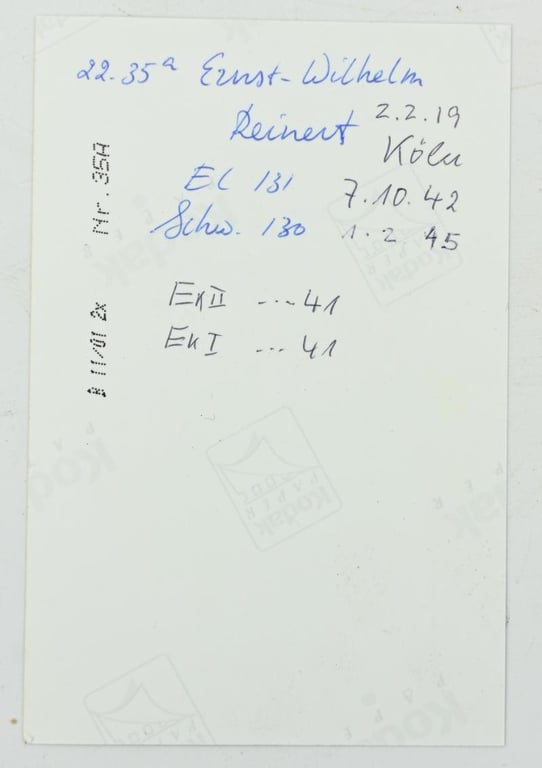 Signature of Luftwaffe KC-OLC&S Recipient 'Ernst-Wilhelm Reinert'