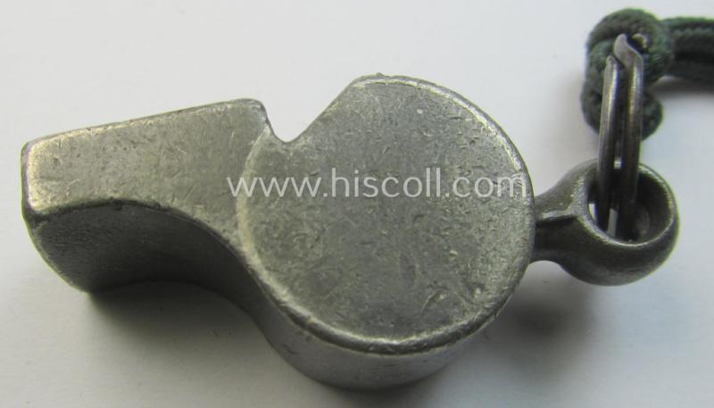 WH (Heeres, Kriegsmarine etc.) personal-equipment-item: a zinc-based flute (ie. 'Dienstflöte') onto its original (greenish-coloured- and/or twisted) lanyard