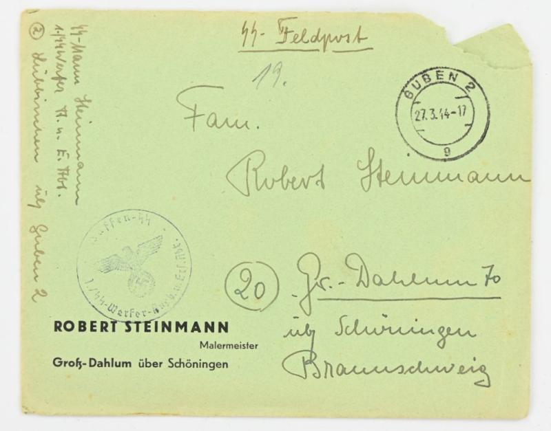German Waffen-SS Feldpost Letter with Envelop
