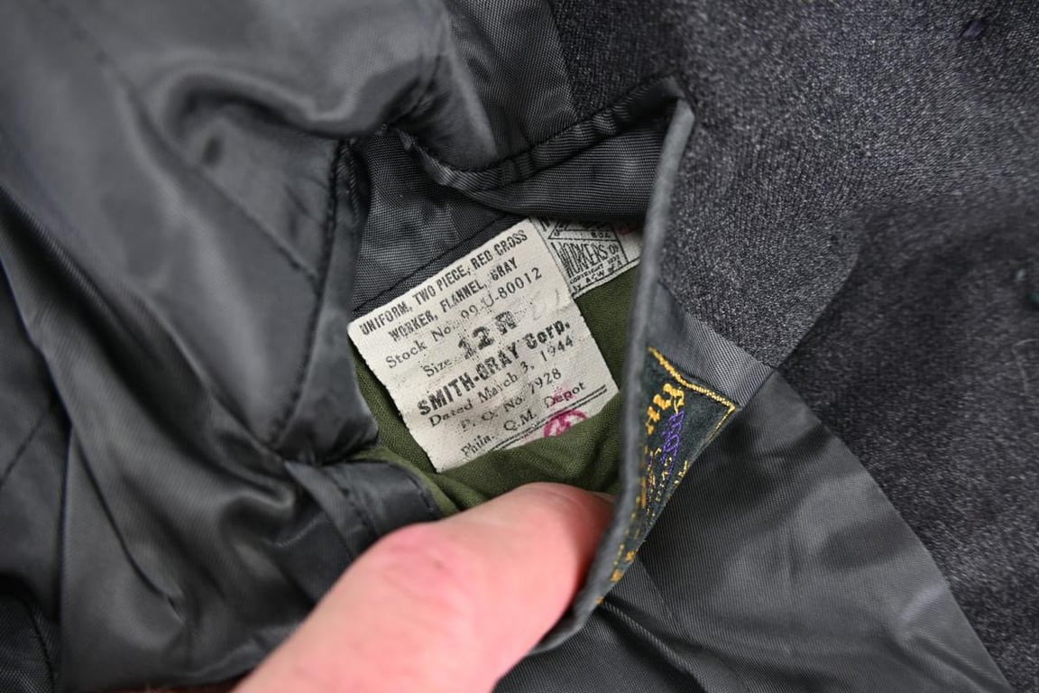 US WW2 Flannel Grey Red Cross Workers Uniform Jacket & Skirt