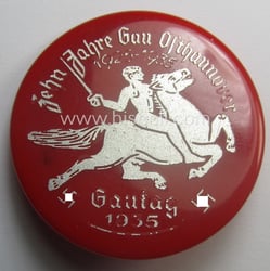 Bright-red-coloured- and/or unusually 'resin'-based so-called: N.S.D.A.P.-related day-badge (ie....