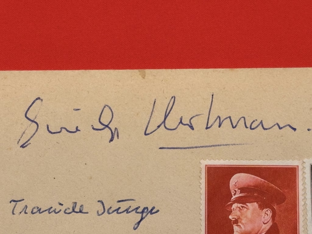 WWII GERMAN KARL DONITZ, ERICH HARTMANN, TRAUDL JUNGE SIGNED 1941 GERMAN COVER, WITH HITLER STAMPS AND DATED 20/4/1941.