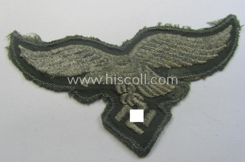 WH (Luftwaffe) machine-embroidered breasteagle, as was specifically intended for usage on the paratrooper-jumpsmocks (ie. 'FJ-Knochensäcke')